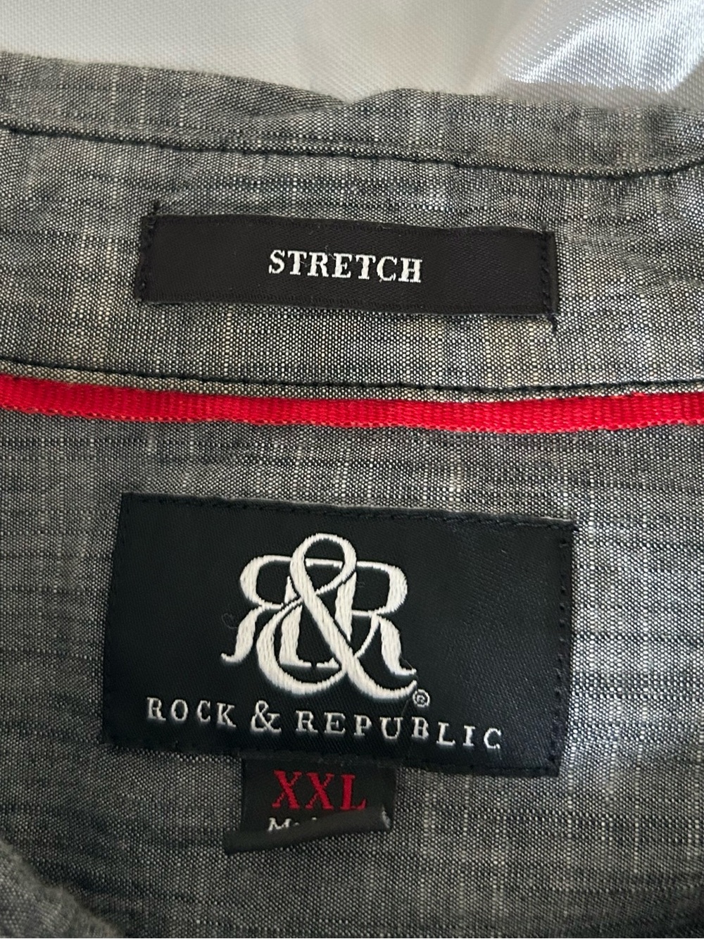Rock & Republic Button Shirt Men's XXL Gray Short Sleeve Pocket‎ Collared - Picture 6 of 8